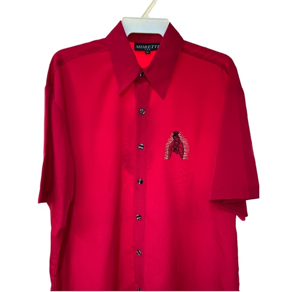 Sz L Moretti USA Guadalupe Red Short Sleeve Button Down Shirt NWOT - Picture 7 of 8